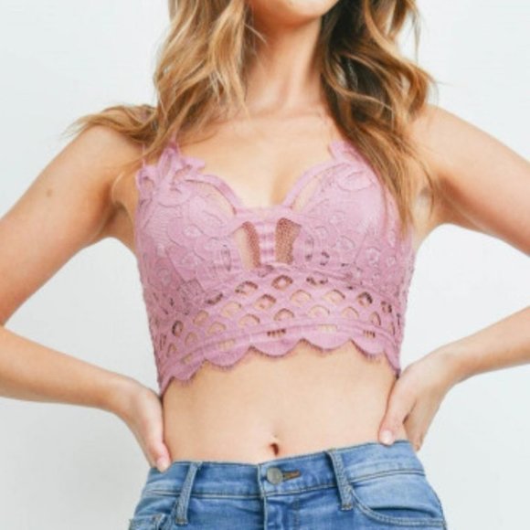 feminine lace bralette pink - Picture 4 of 4
